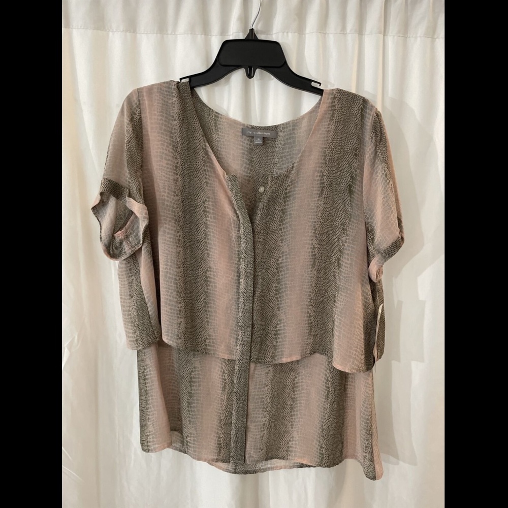 NEW NY Collection Snake Chiffon Layover Blouse XL